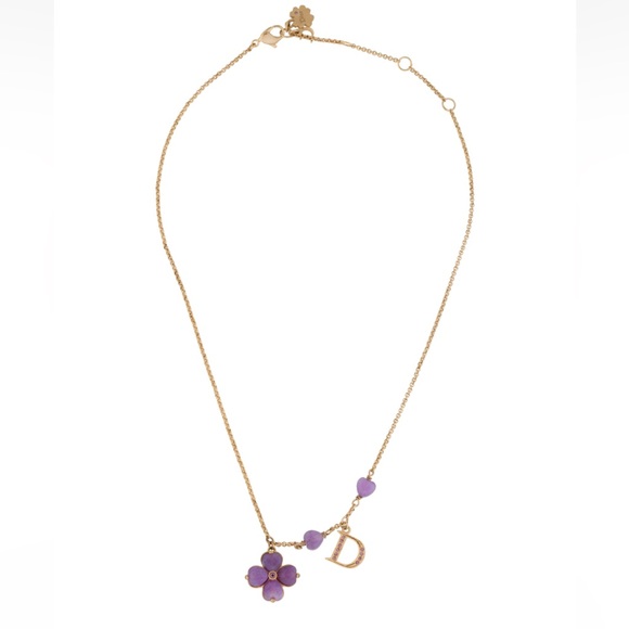 Christian Dior Crystal & Jadeite Clover Necklace | NWOT - Picture 3 of 8